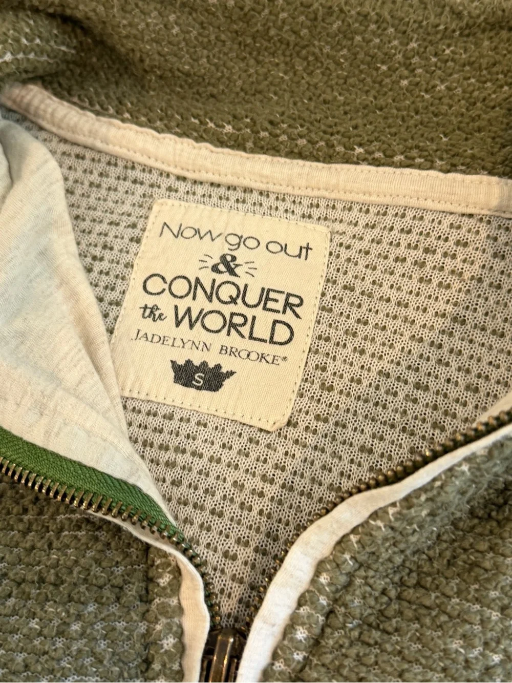 Jadelynn Brooke Olive Green Half-Zip Knit Sweater